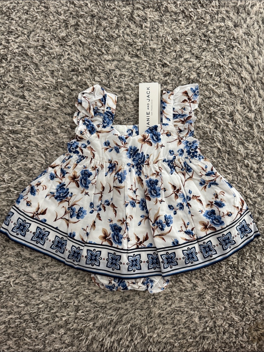 Janie and Jack Blue Floral Baby Dress (3-6 mo)